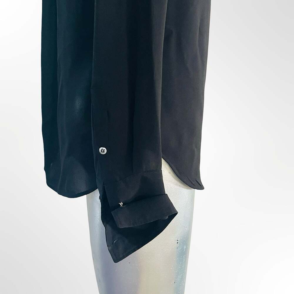 Belstaff Women's Black Silk Long Sleeve Blouse with Brass Stud Embellishments - Picture 2 of 7